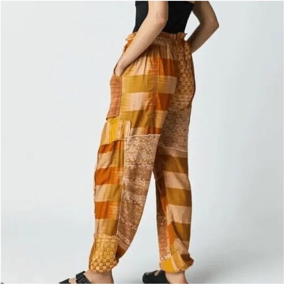 NWT Free People Camille Patchwork Joggers Bohemian Lagenlook Style Size Medium - Picture 3 of 7
